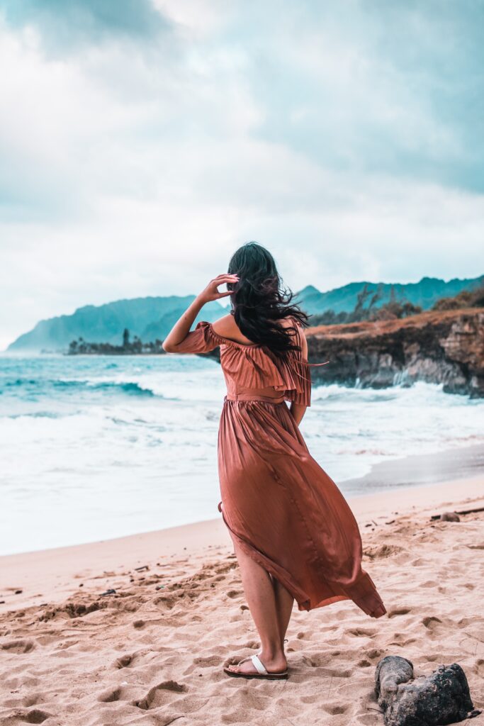 woman in wind