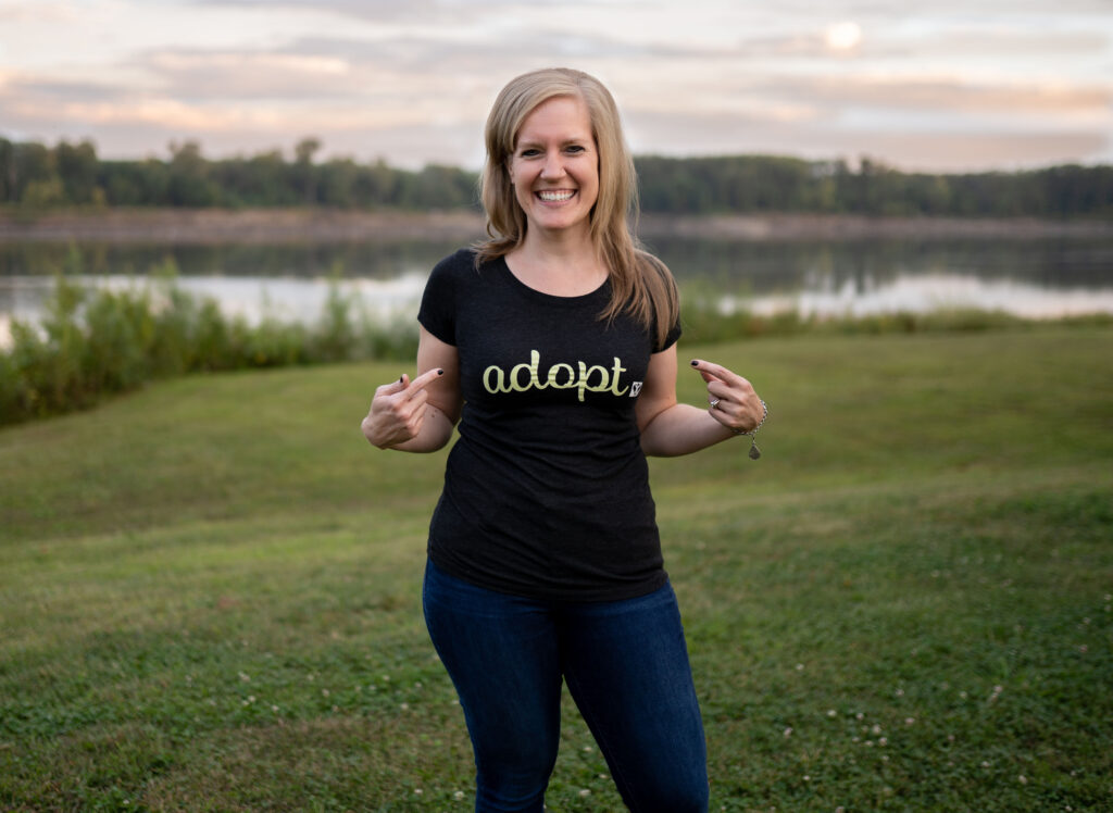 marcy pointing at the words adopt