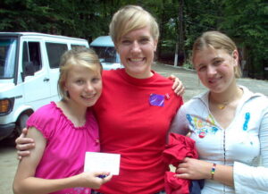 Marcy with two girls