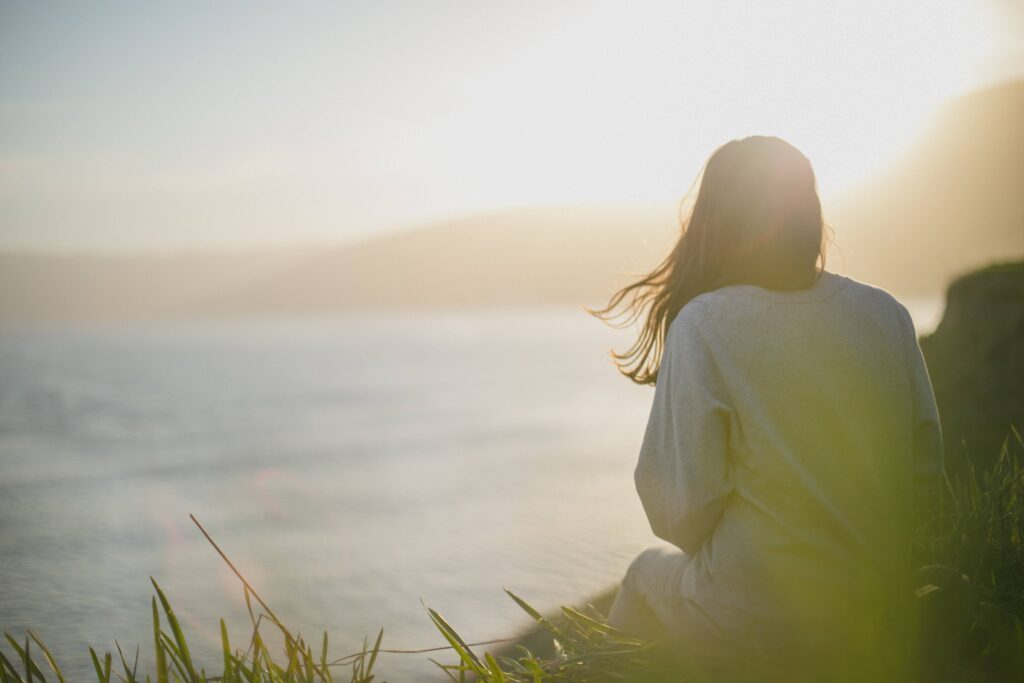 woman sitting alone